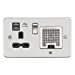 Flat Plate 13A socket, USB chargers (2.4A) and Bluetooth Speaker - Brushed chrome with black insert