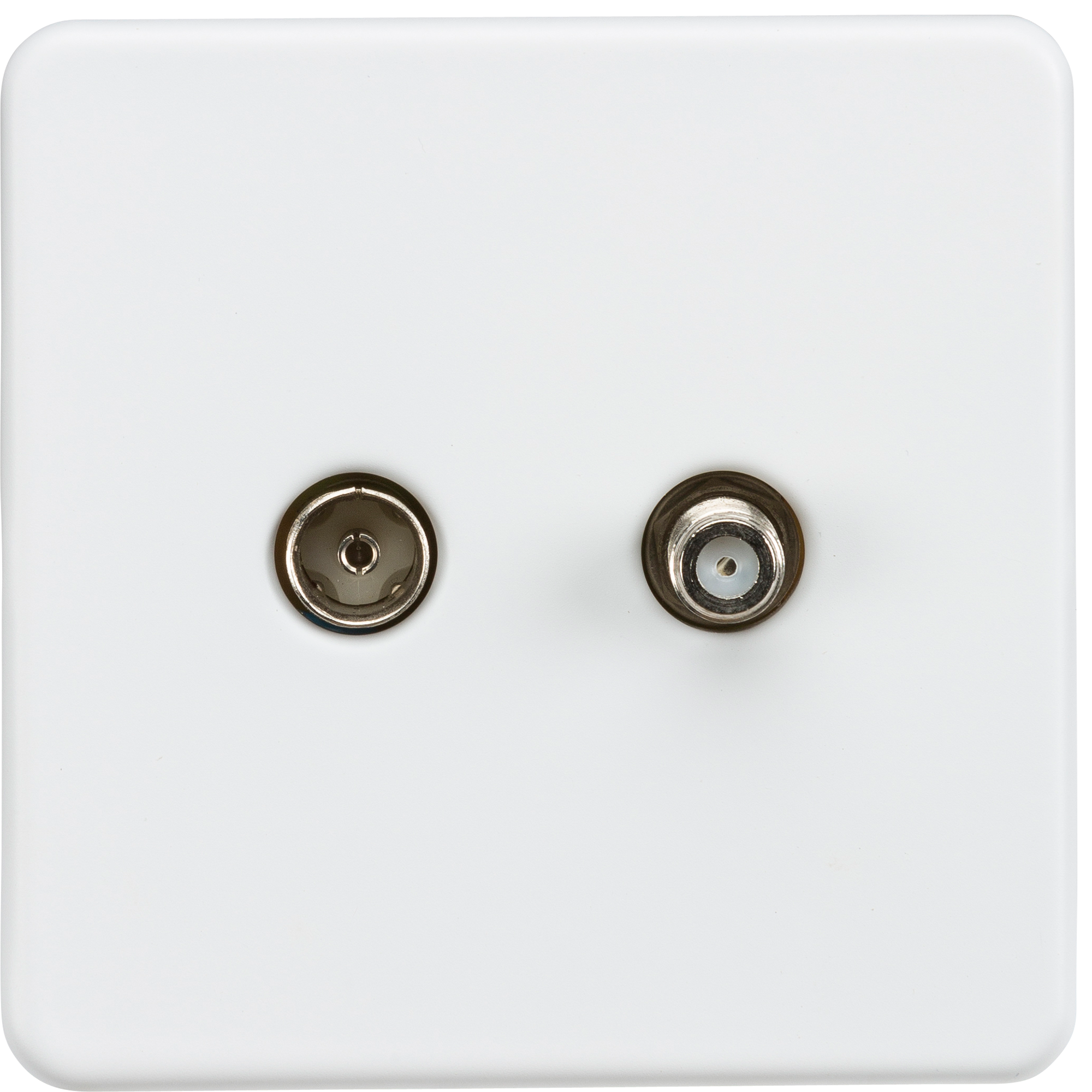 Screwless 1G TV and SAT TV outlet (isolated) - Matt white