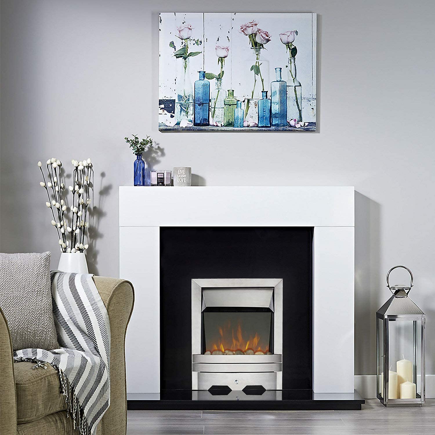 Lulworth LED Electric Fire - Brushed Metal Effect
