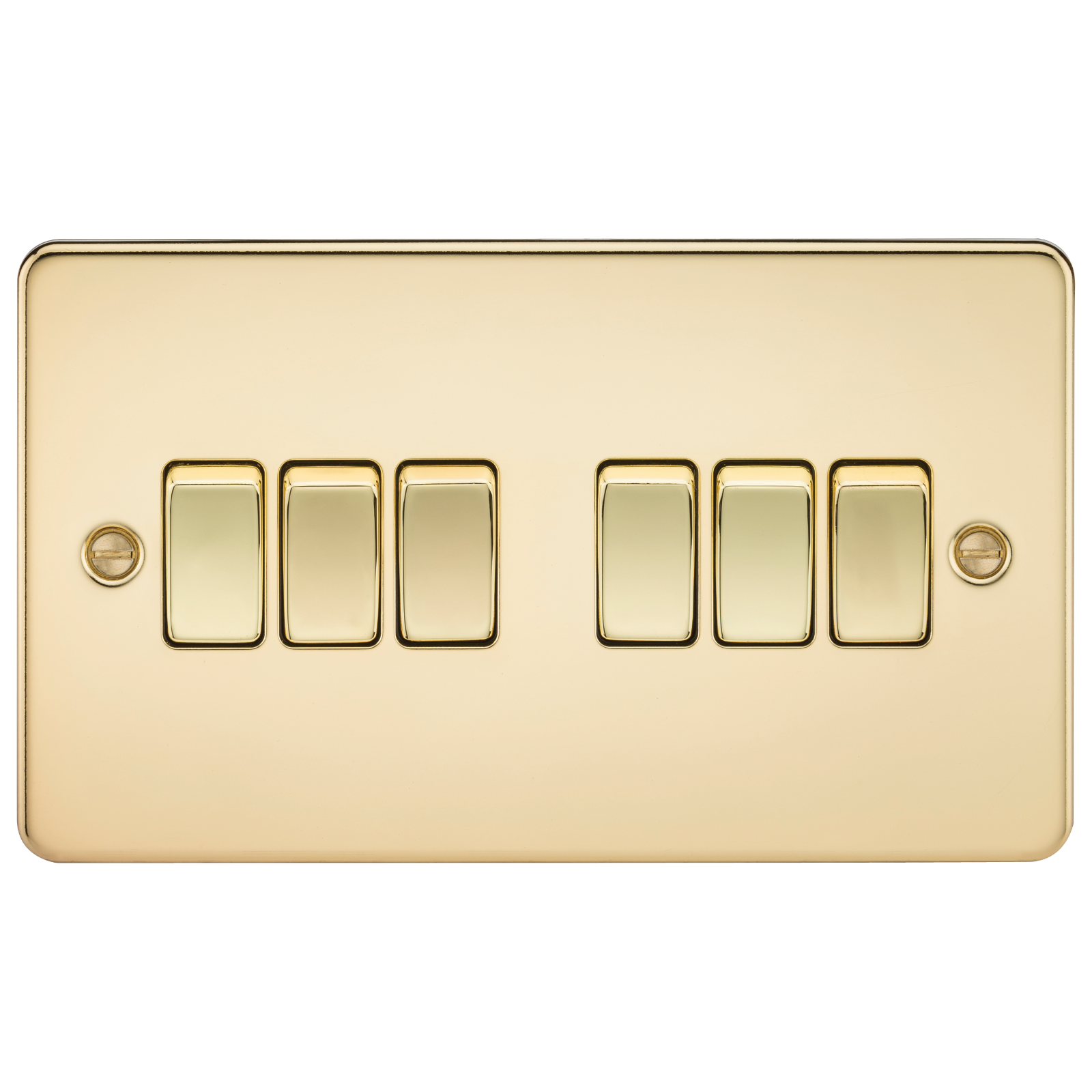 Flat Plate 10AX 6G 2-way switch - polished brass