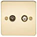 Flat Plate TV and SAT TV Outlet (isolated) - Polished Brass