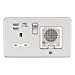 Brushed Chrome Screwless 13A socket, USB chargers (2.4A) and Bluetooth Speaker - White Insert