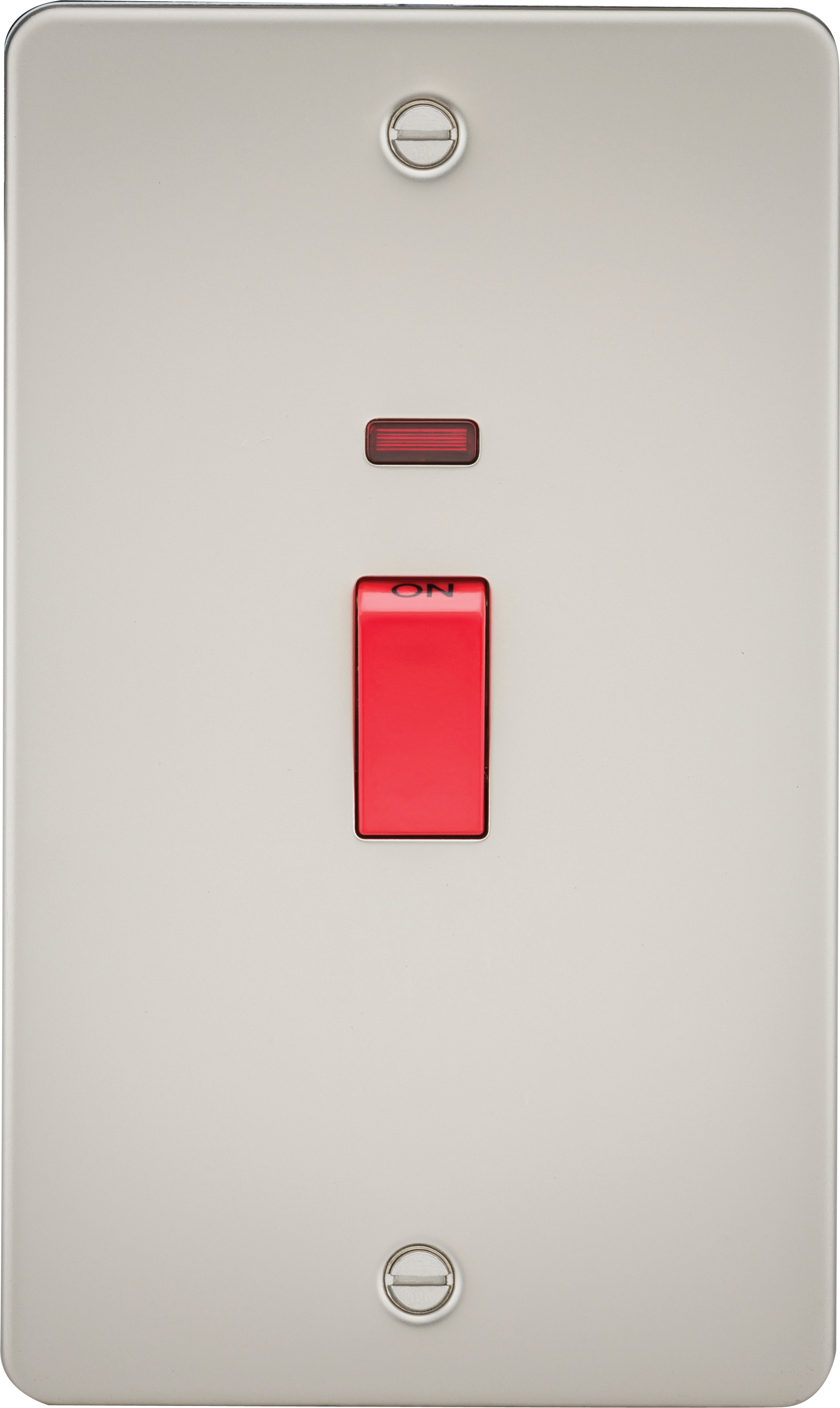 Flat Plate 45A 2G DP switch with neon - pearl