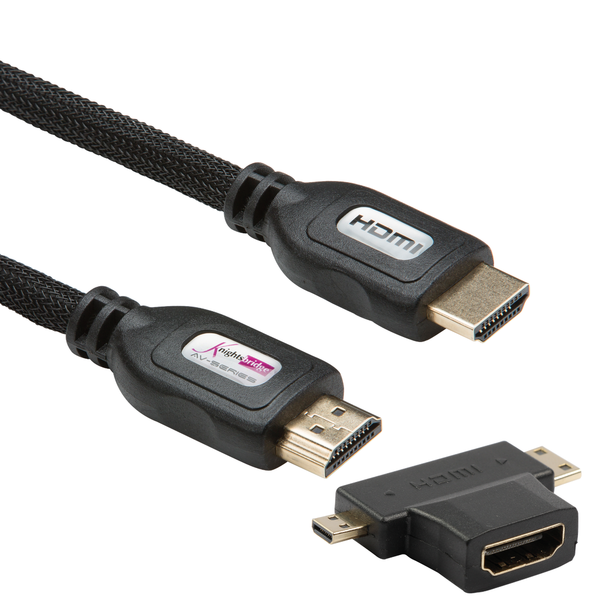 High Speed HDMI 3D 4K Cable With Adapter - 3 Meter