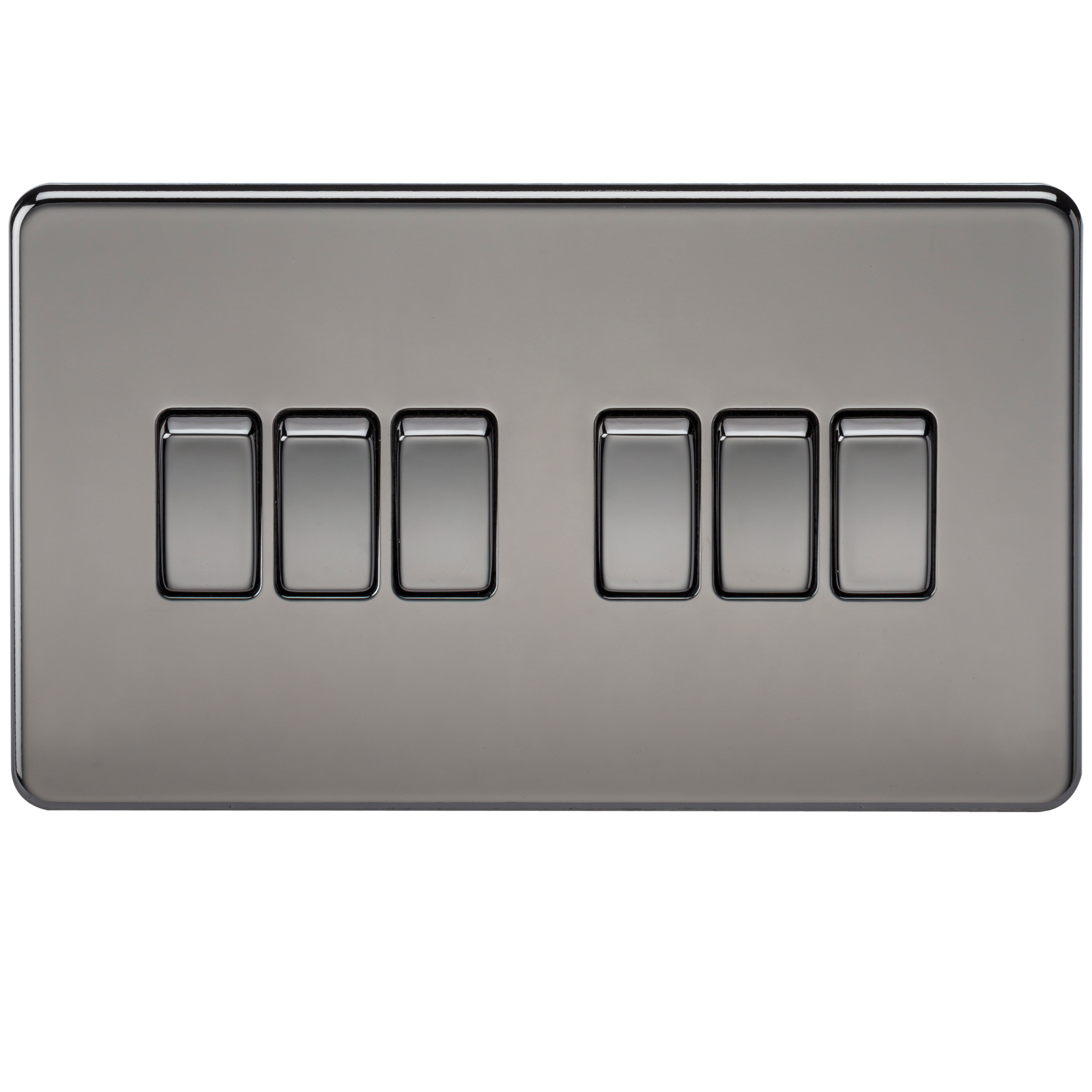 10A 6G 2 Way 230V Screwless Black Nickel Electric Wall Plate Switch