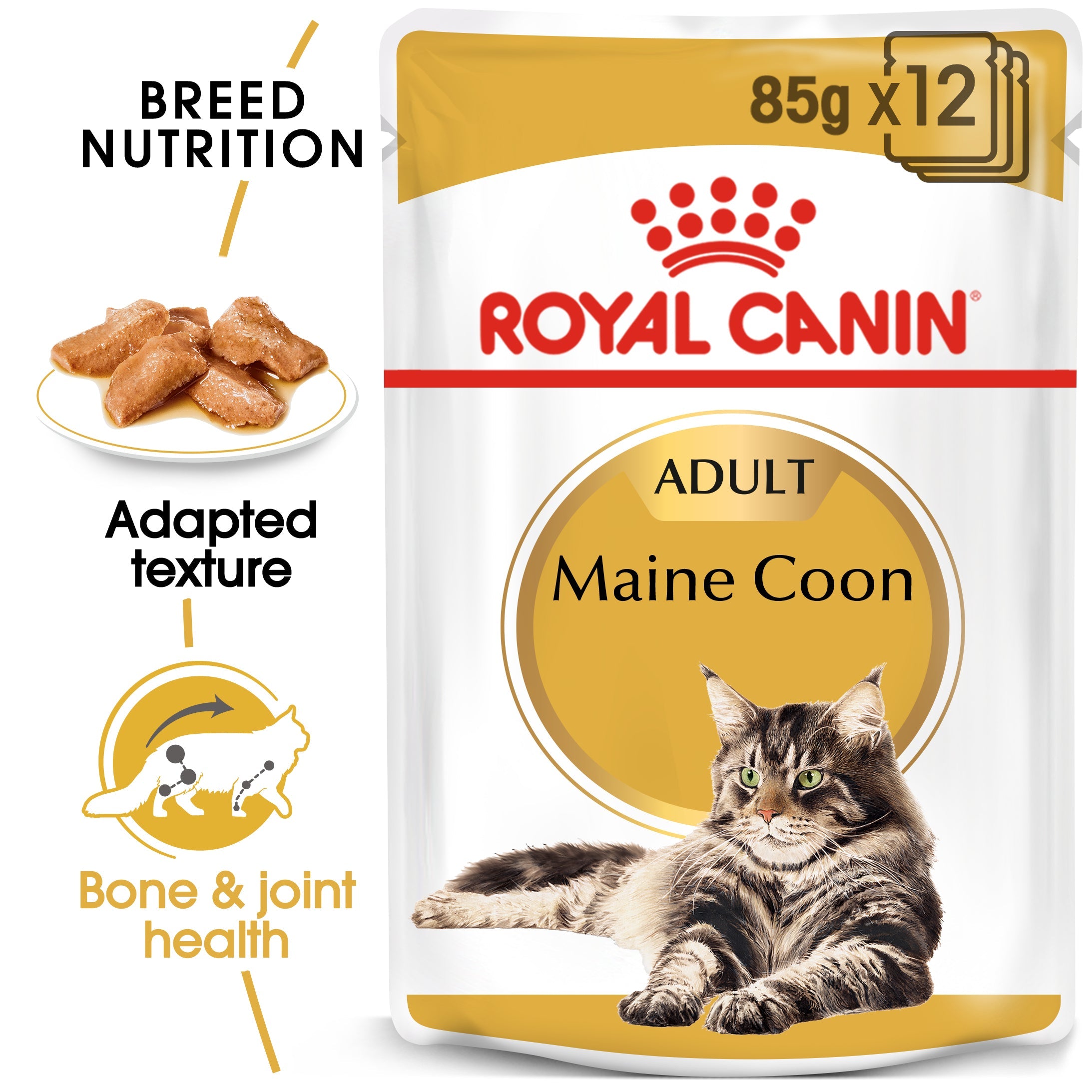 Maine Coon Adult Wet Cat Food in Gravy, 85g x 12 Pack