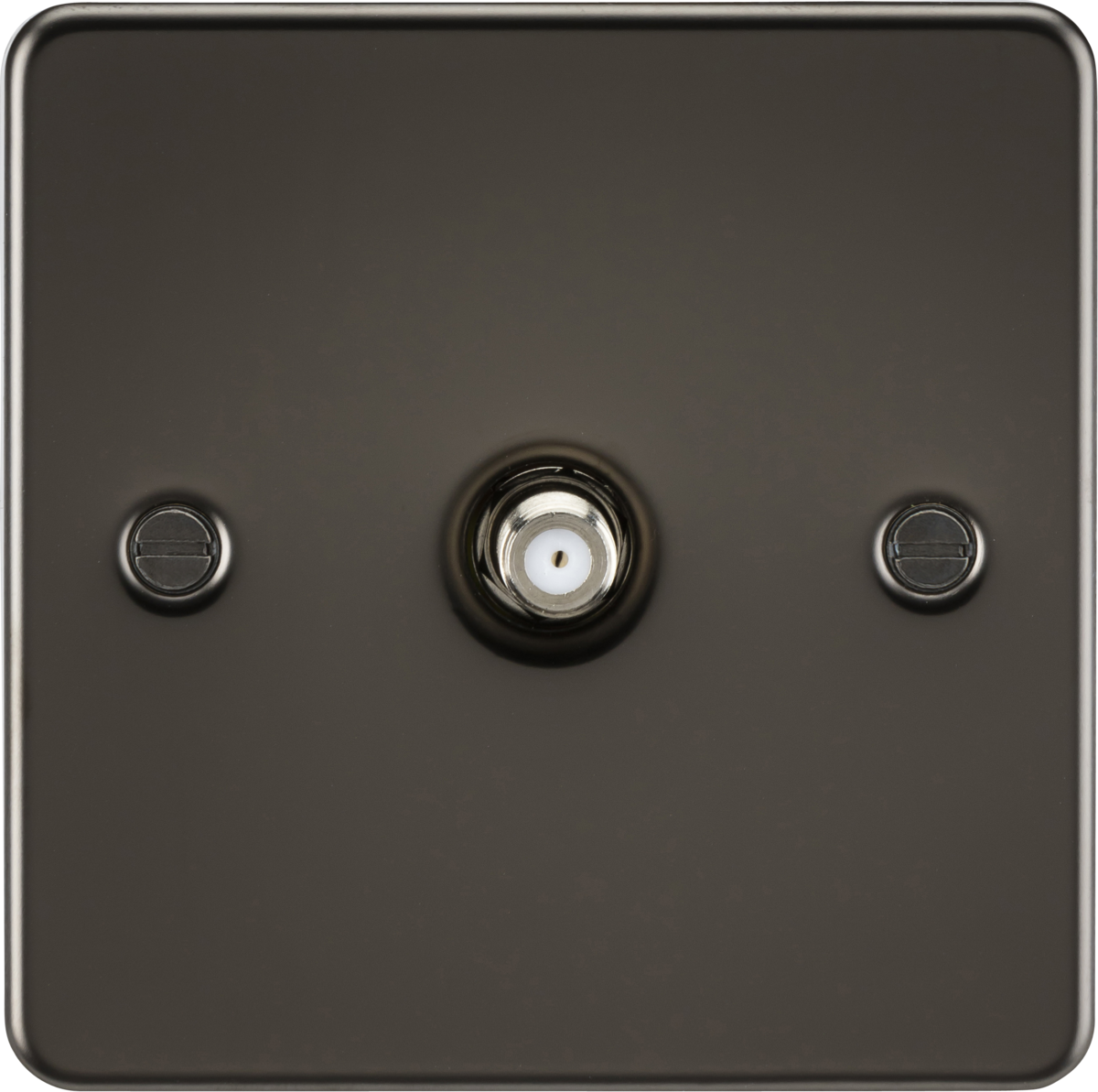 Flat Plate 1G SAT TV Outlet (non-isolated) - Gunmetal