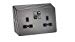 1G 5A Screwless Polished Brass Round Pin 230V Unswitched Electrical Wall Socket - Black Insert