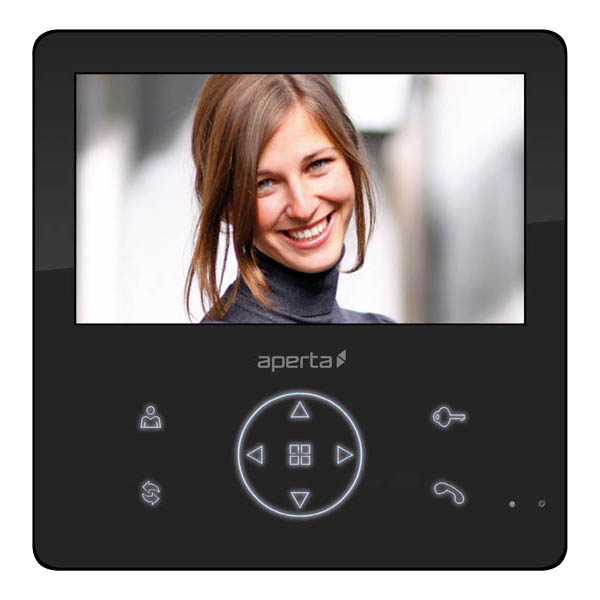 Aperta Colour Video Door Entry Monitor with Record Facility - Black