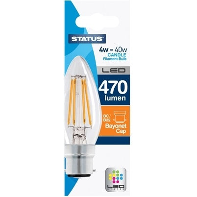 4W Candle LED Filament Bulb - Bayonet Cap