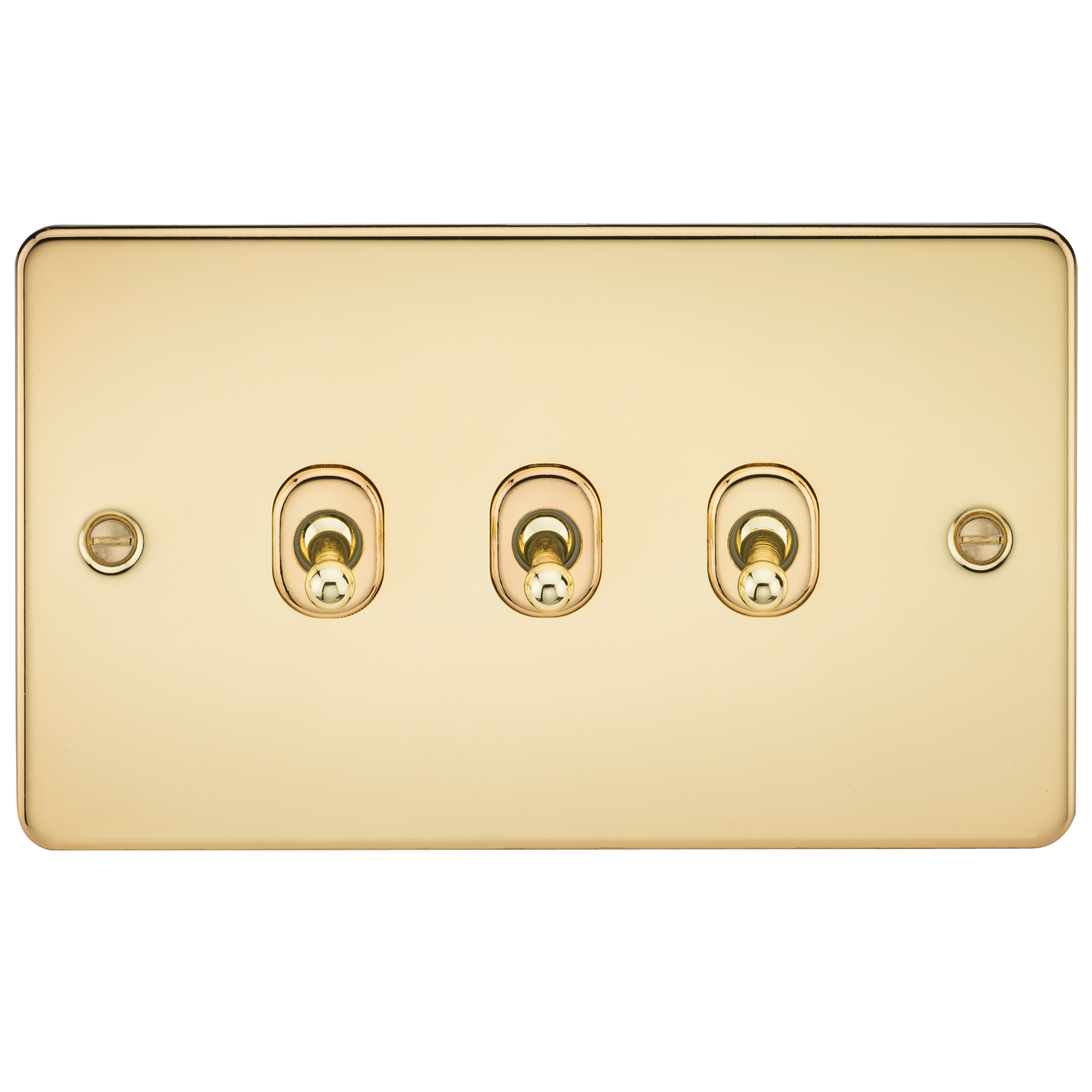 Flat Plate 10AX 3G 2-way toggle switch - polished brass