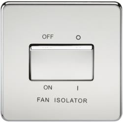 10A 1G 3 Pole 230V Screwless Polished Chrome Electric Fan Isolator Switch