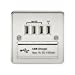 Flat Plate Quad USB charger outlet - Polished chrome with white insert