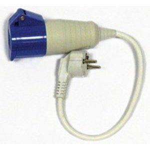 16A Blue Female - White Schuko, 0.2m 1.5mm White Lead