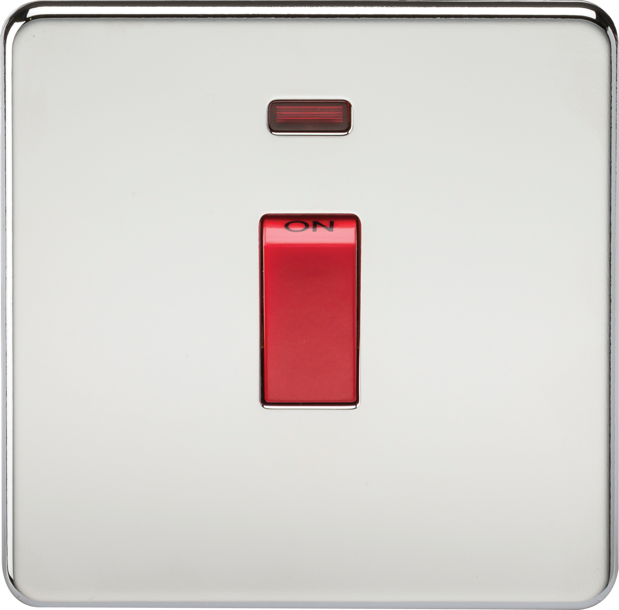 45A 1G DP 230V Screwless Polished Chrome Switch With Neon
