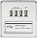 Screwless Quad USB charger Outlet (5.1A) - Polished chrome with grey insert