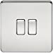 10A 2G 2 Way 230V Screwless Polished Chrome Electric Wall Plate Switch