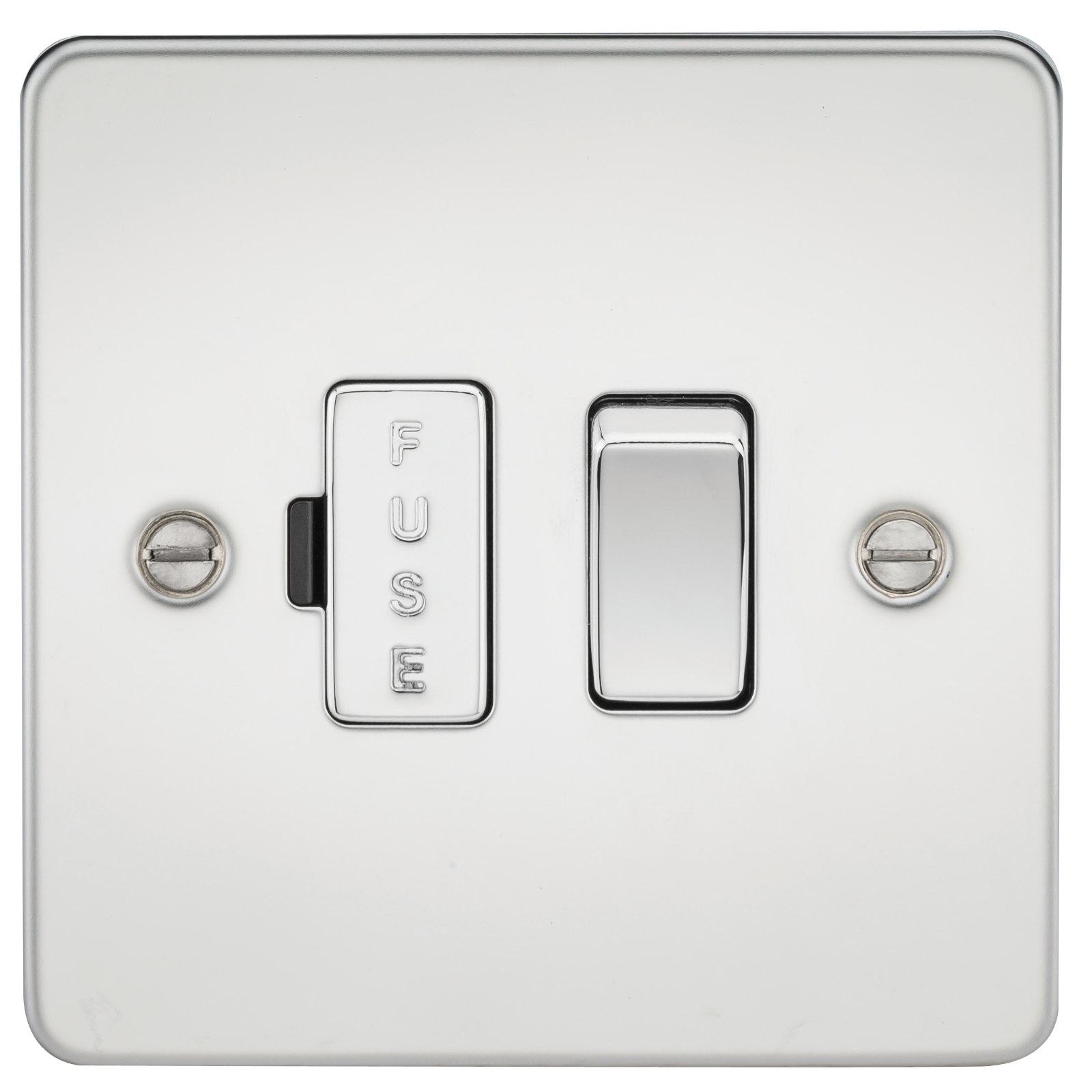 Flat Plate 13A switched fused spur unit - polished chrome