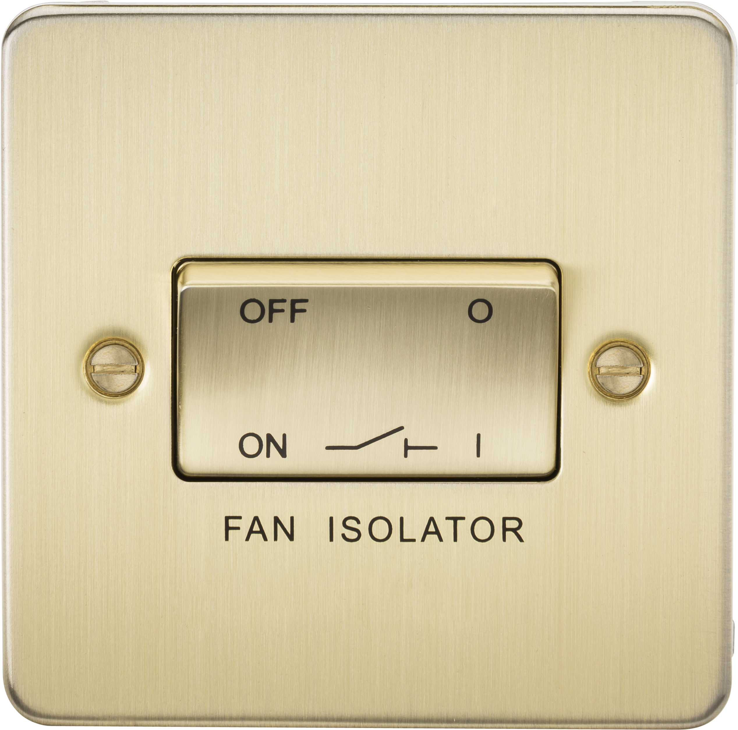 Flat Plate 10AX 3 Pole Fan Isolator Switch - Brushed Brass