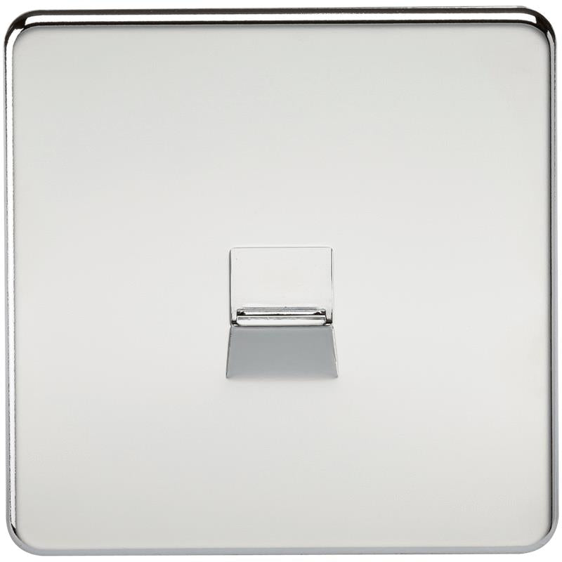 Screwless Polished Chrome Telephone Extension Flush Wall Socket
