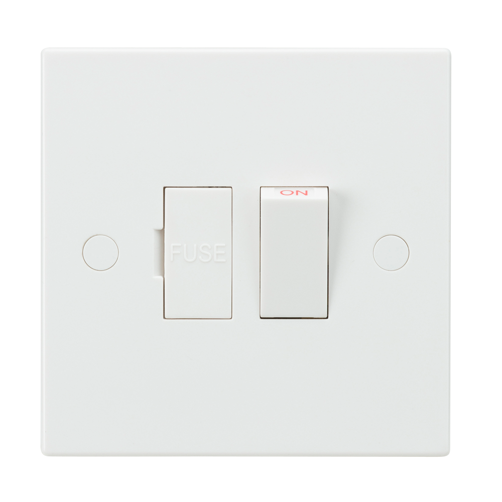 13A White Switched Connection Unit DP Fused & Flex Outlet Electric Wall Plate