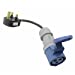 16A 230V Black UK 3 Pin Plug to Female Hook Up Extension - 0.5m