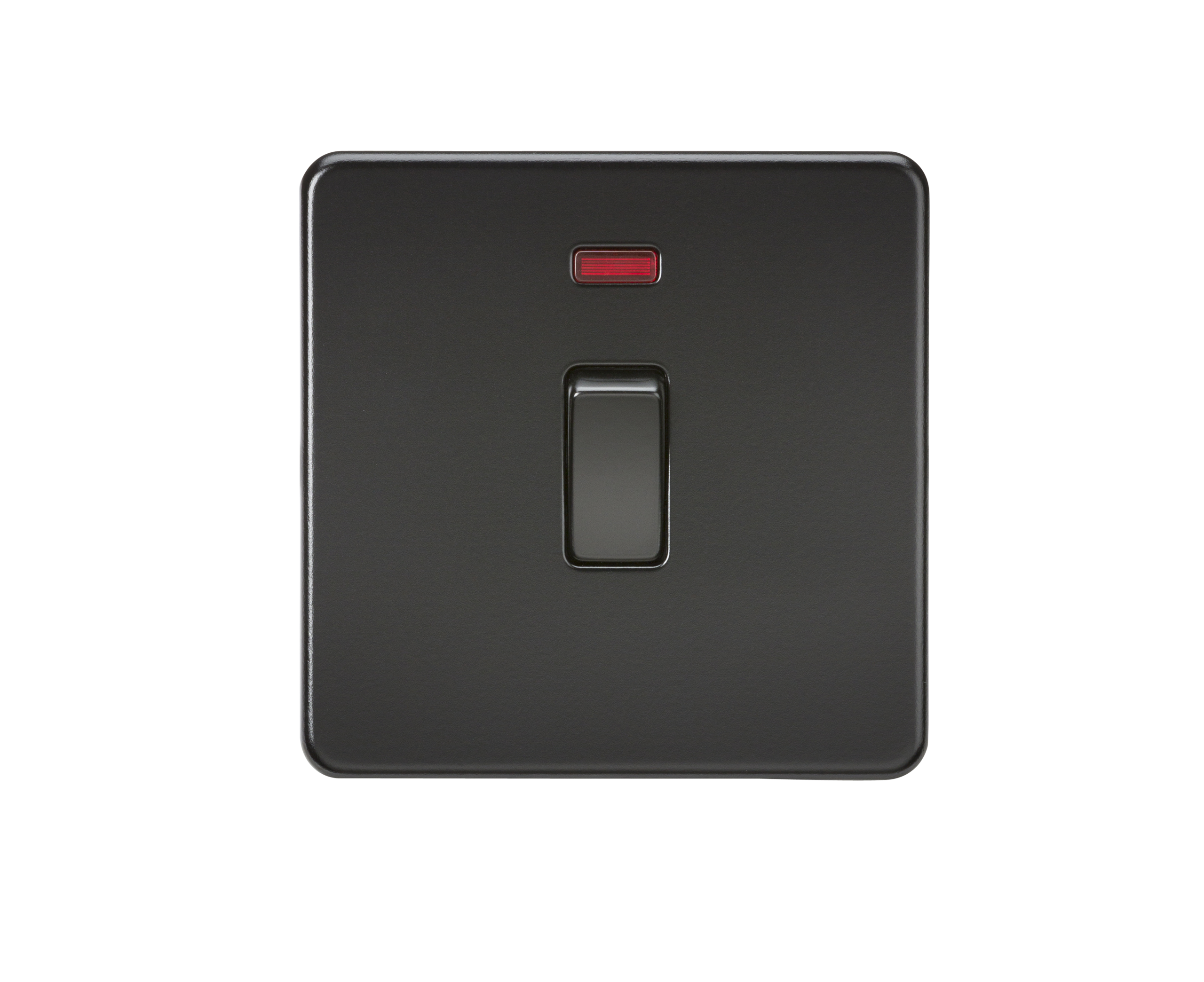 Screwless 20A 1G DP Switch with Neon - Matt Black