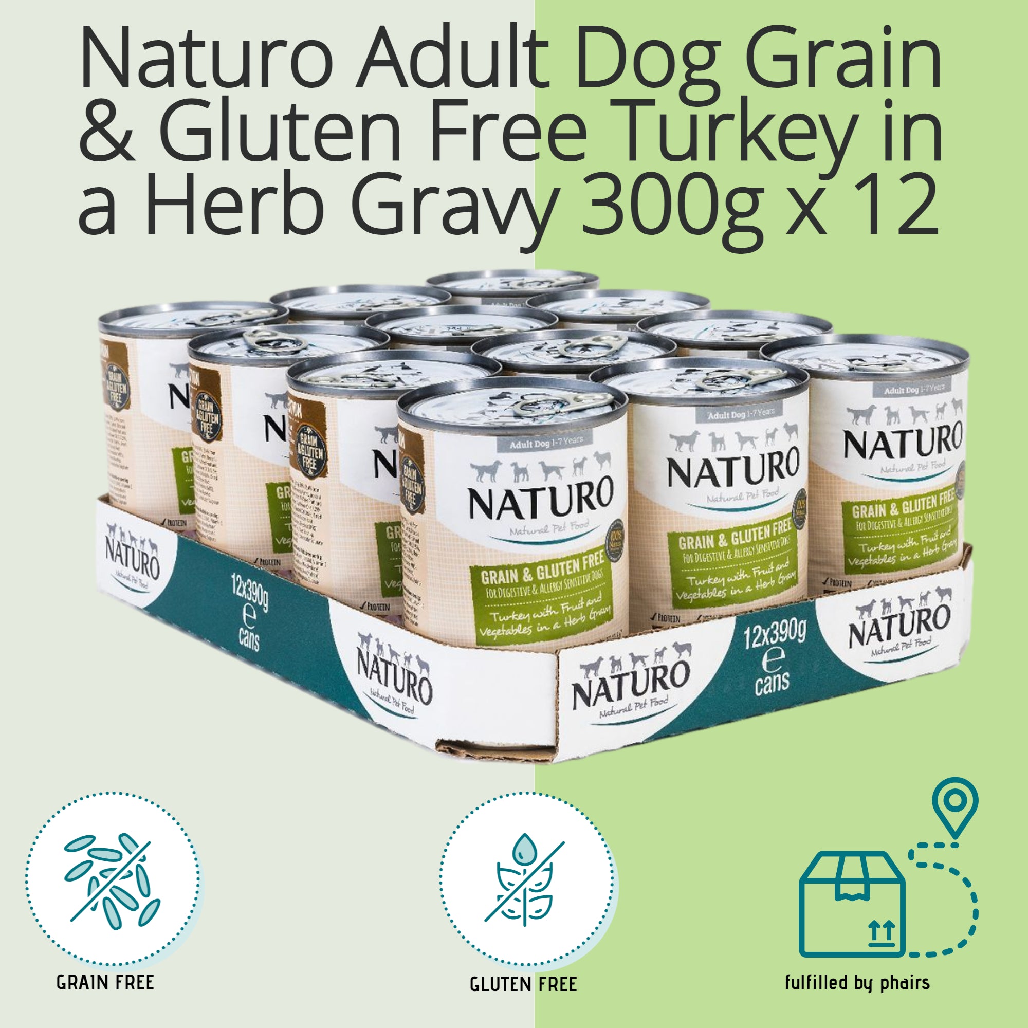 Adult Dog Grain & Gluten Free Turkey in a Herb Gravy, 390g X12