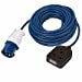 16A 230V Blue Male to 1 Gang Socket Hook Up Extension Cable Lead - 10m