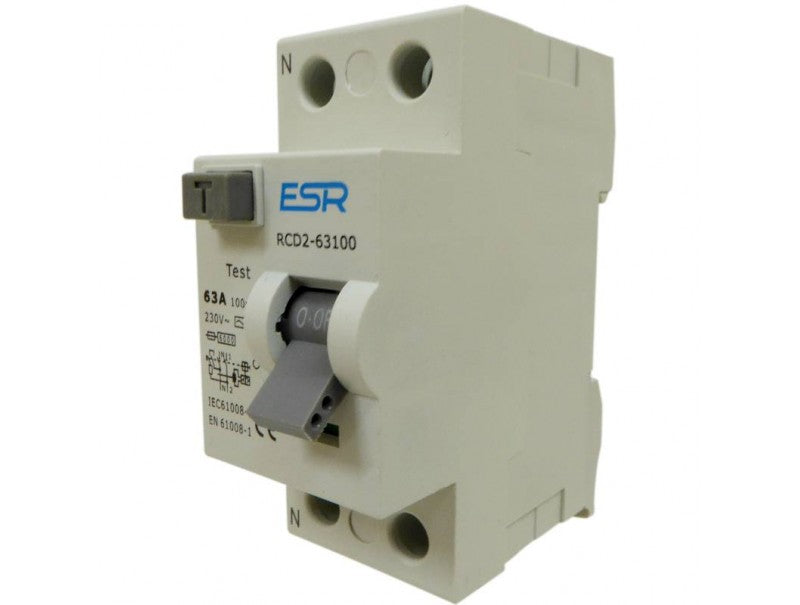 63A 100mA RCCB RCD 2 Pole Domestic Consumer Unit Circuit Breaker