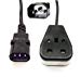 Deluxe IEC C14 Male to 13A 1 Gang UK Mains Socket Adapter - 1m