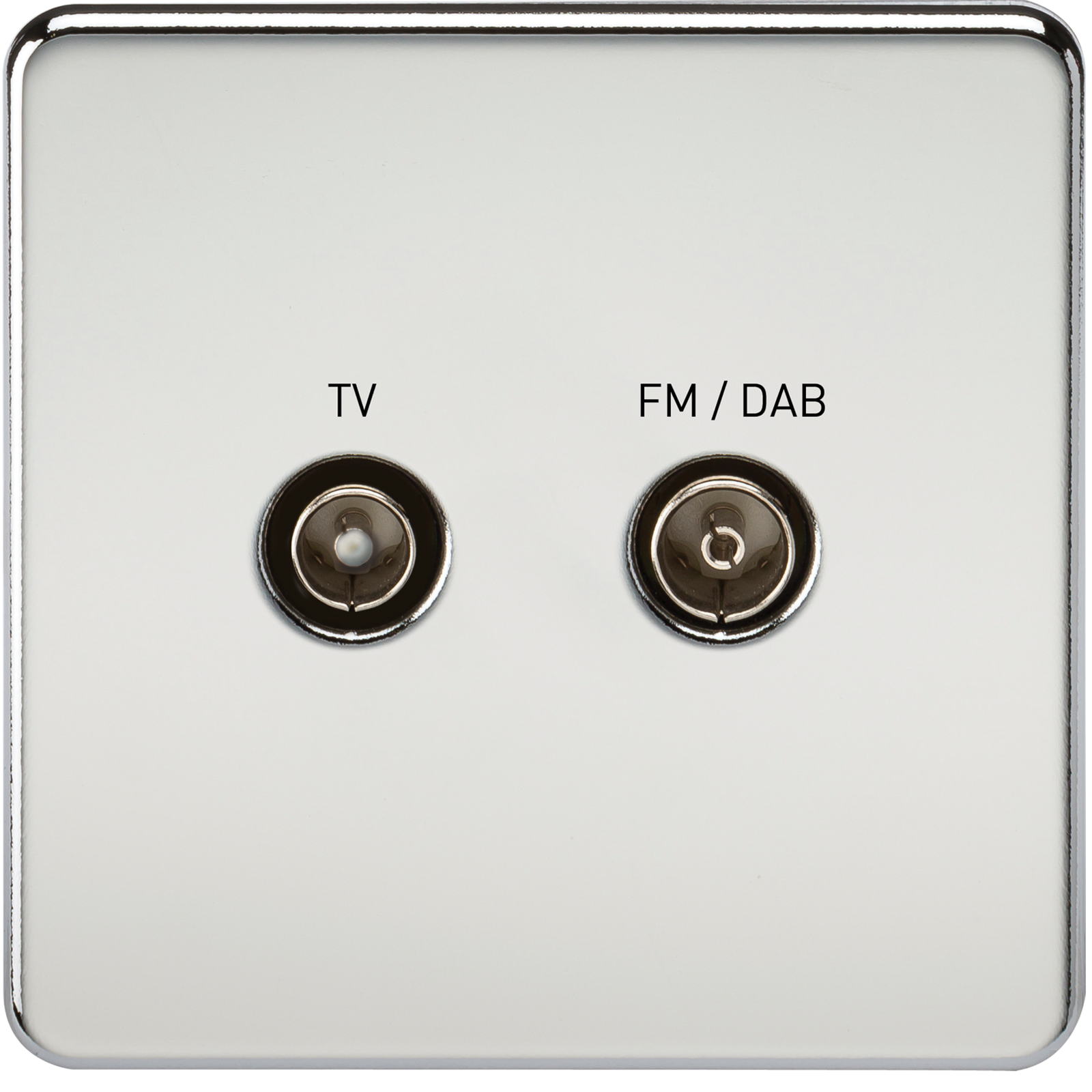Screened Diplex TV and FM DAB Outlet 1G Screwless Polished Chrome Wall Plate