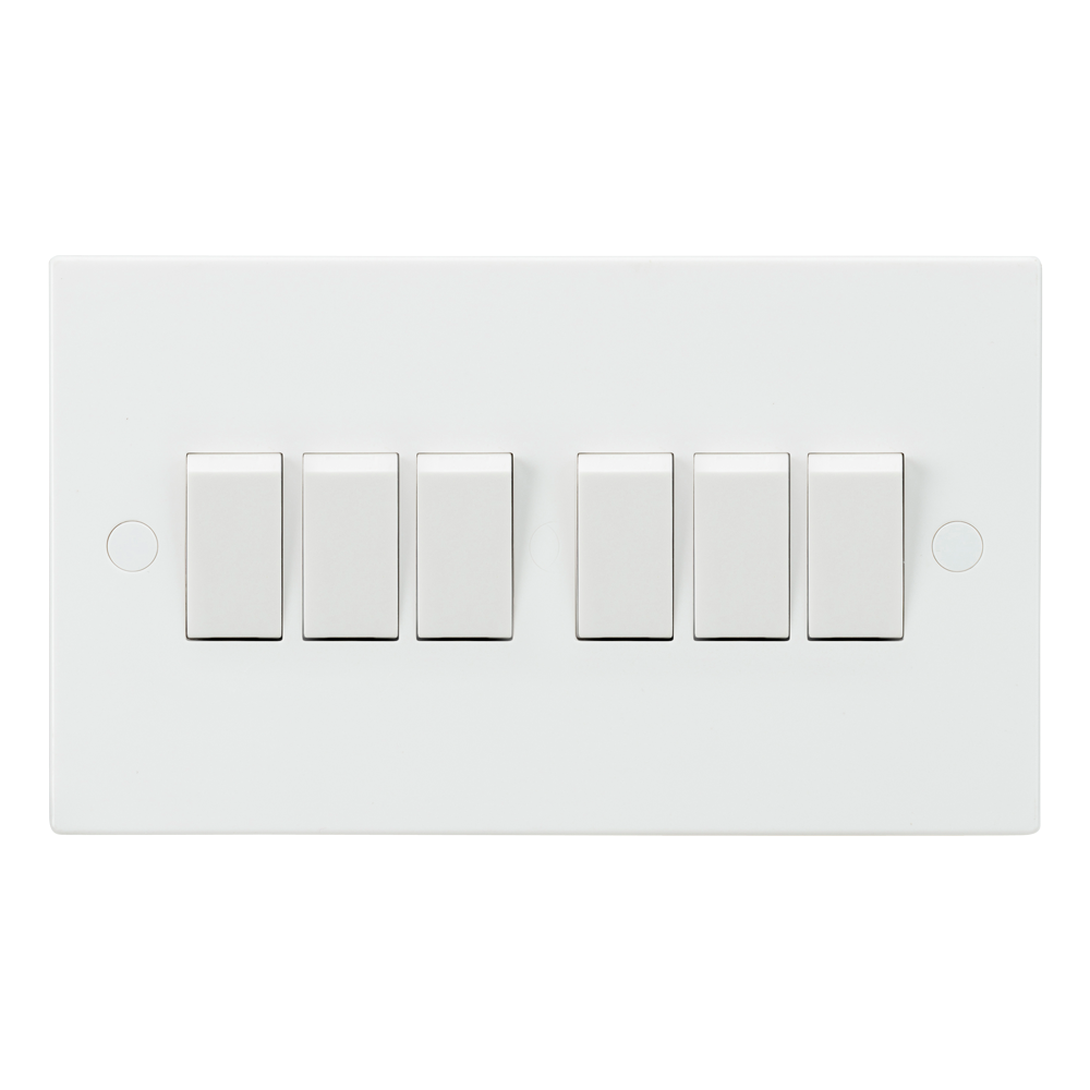 10A White 6G 2 Way 230V Electric Wall Plate Switch