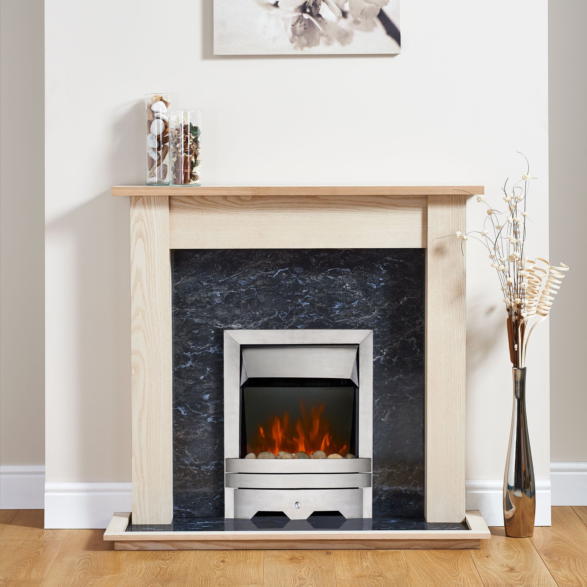 Lulworth LED Electric Fire - Brushed Metal Effect