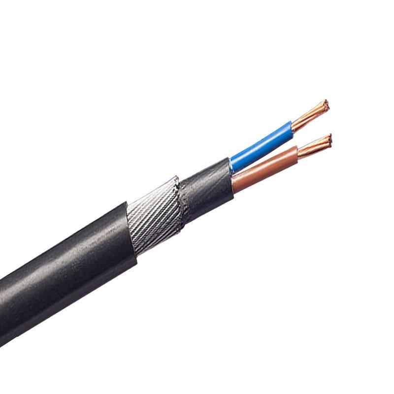 6mm 2 Core 53A Brown Blue 6942X Steel Wire Armoured SWA Outdoor Mains Power Cable - 100m