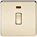 20A 1G DP 230V Screwless Polished Brass Electric Wall Plate Switch with Neon