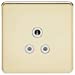 1G 5A Screwless Polished Brass Round Pin 230V Unswitched Electrical Wall Socket - White Insert