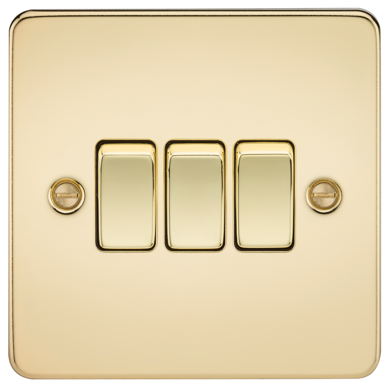 Flat Plate 10AX 3G 2-way switch - polished brass