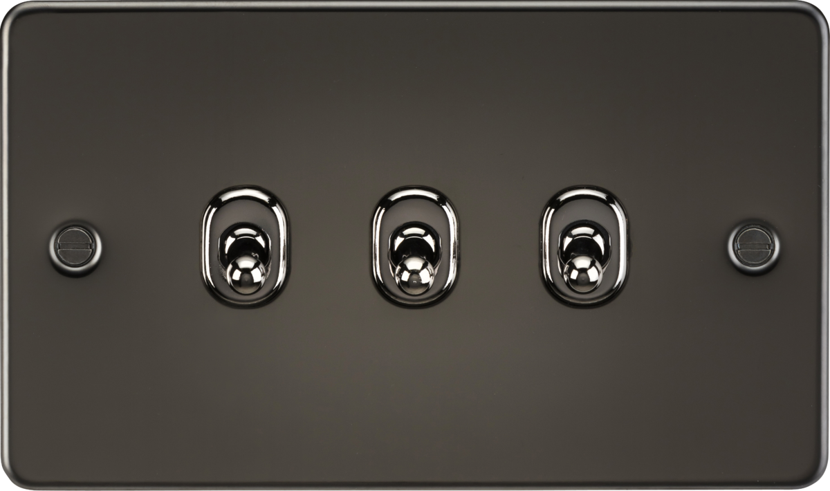 Flat Plate 10AX 3G 2-way toggle switch - gunmetal