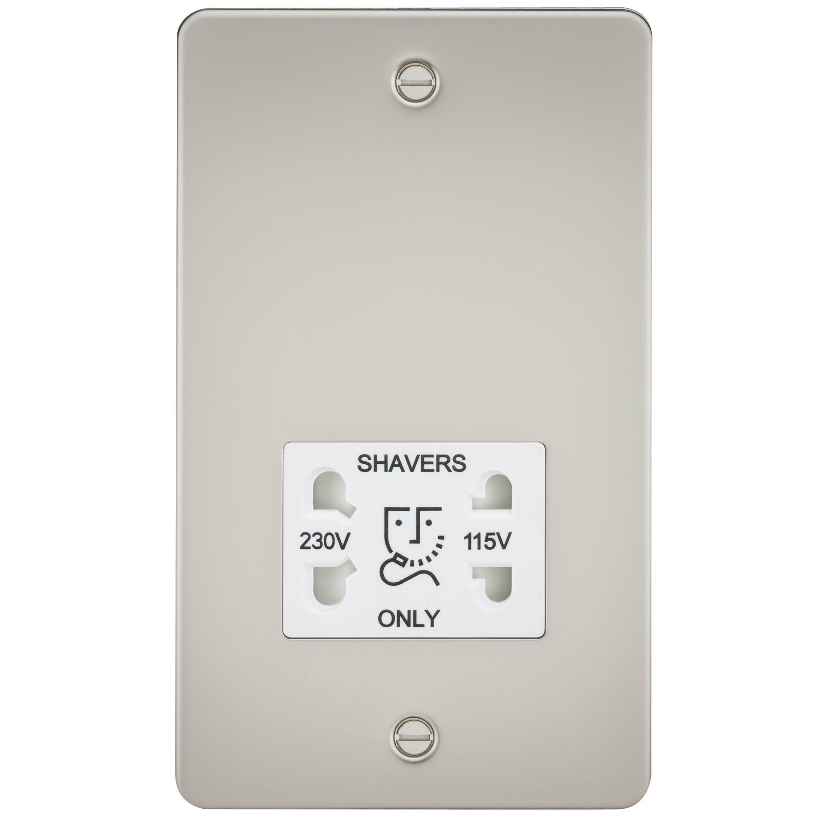 Flat Plate 115/230V dual voltage shaver socket - pearl with white insert