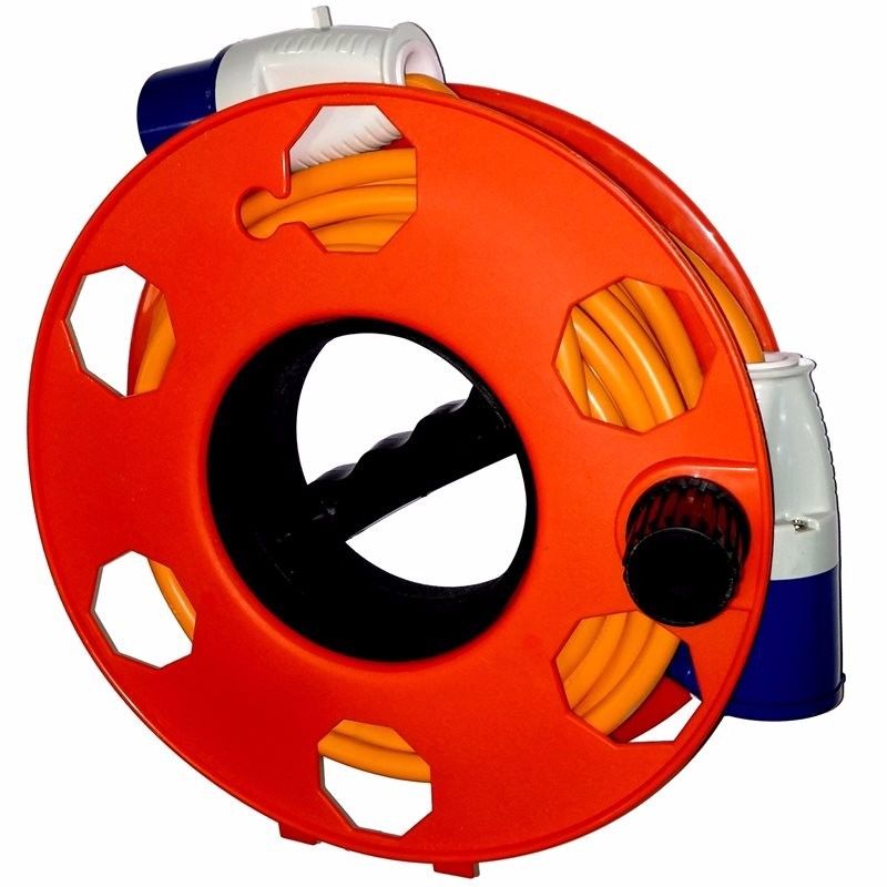 2.5mm 16A 10M Orange Mains Hook Up Extension Cable With Reel