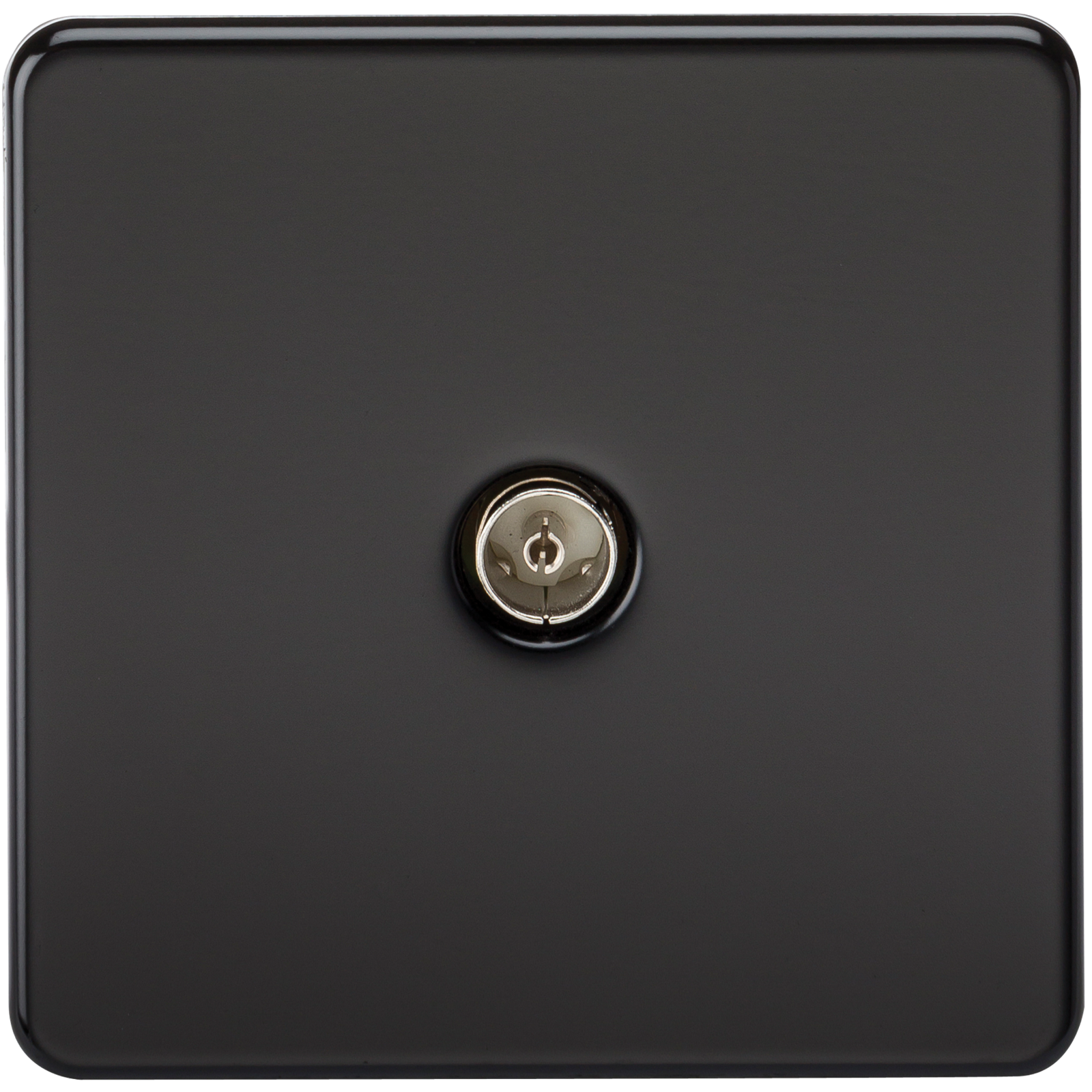 Coaxial TV Outlet 1G Screwless Matt Black Un-Isolated Wall Plate