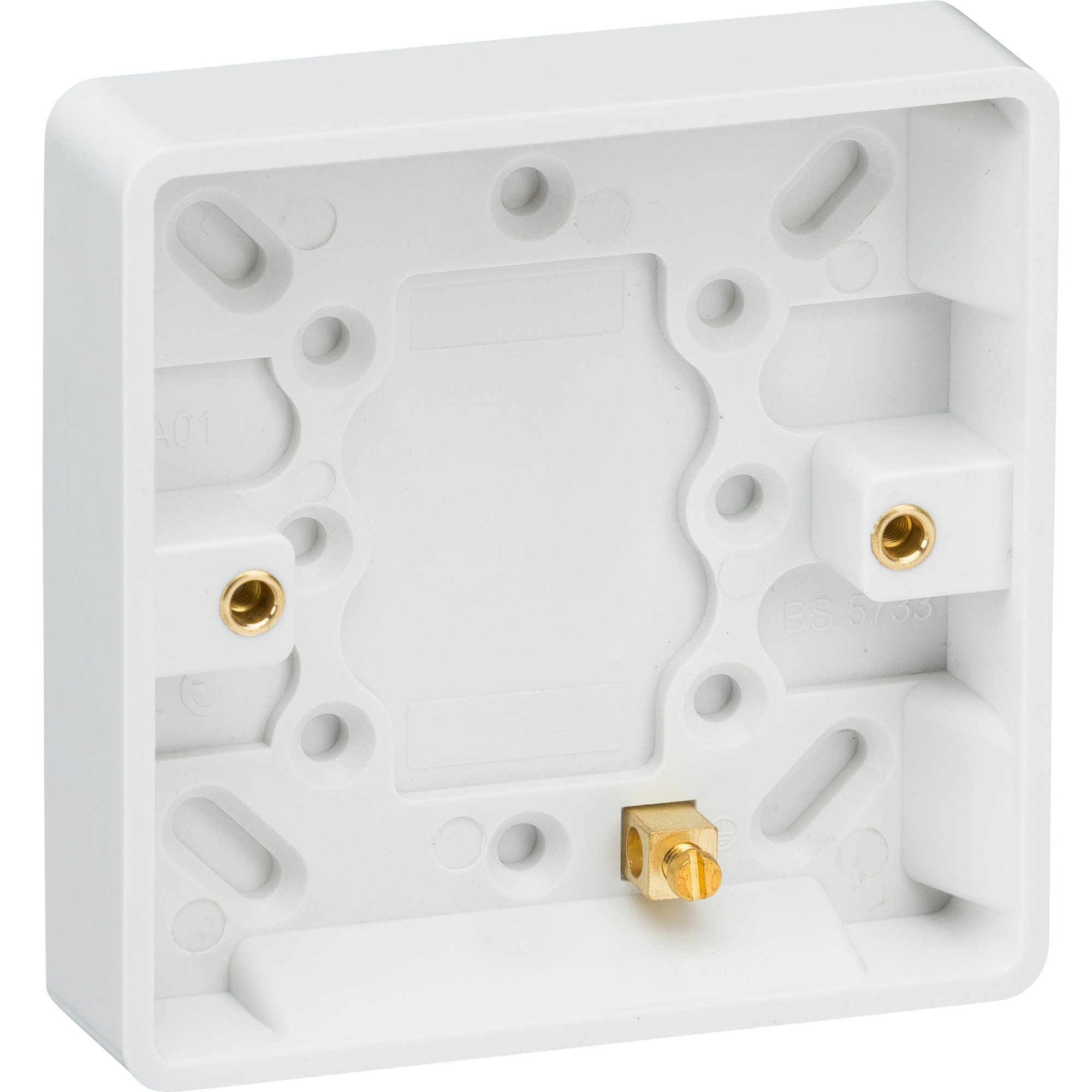 Curved Edge Single 16mm Pattress Box with Earth Terminal