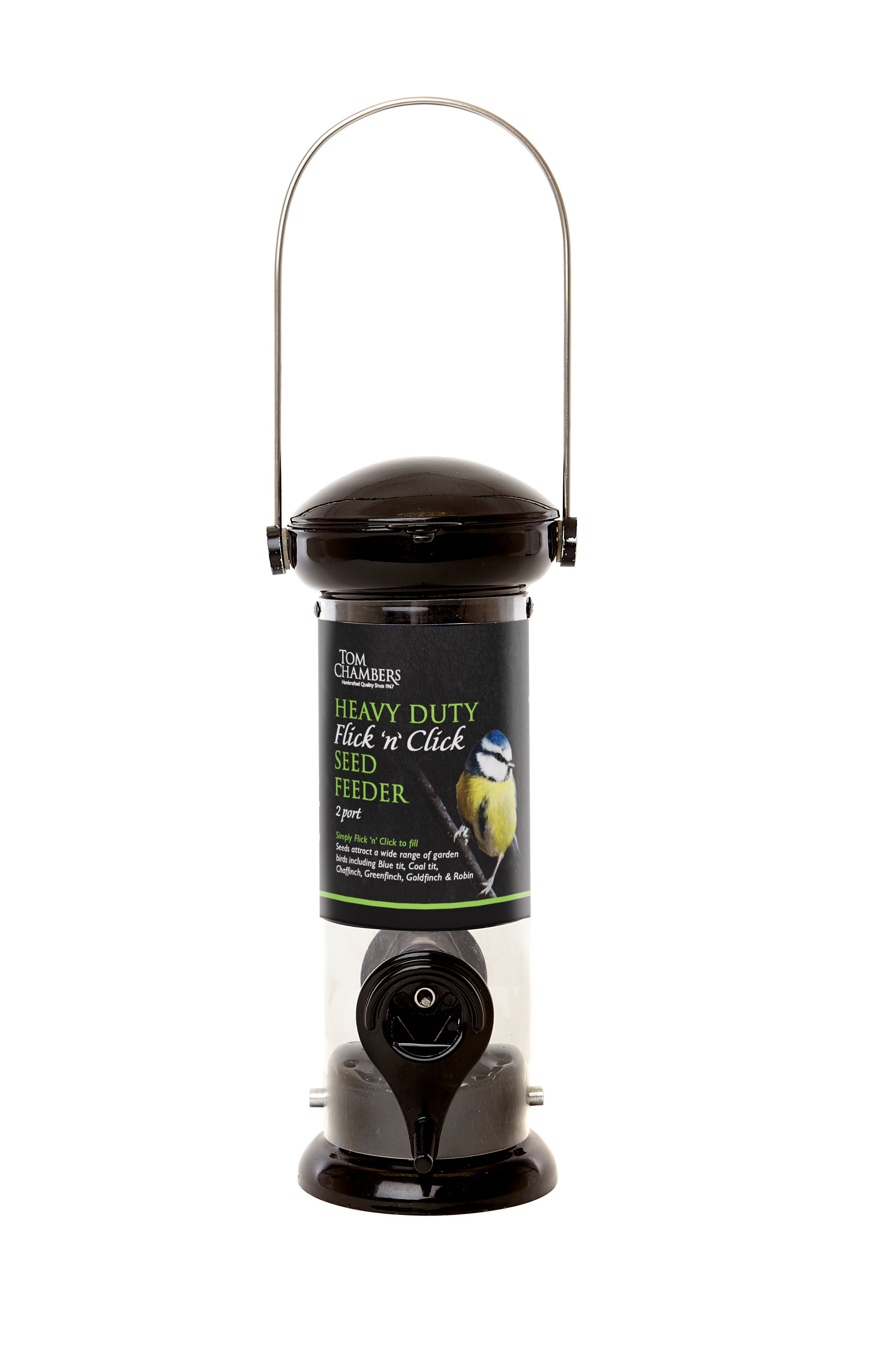 Tom Chambers Heavy Duty Flick 'n' Click Seed Feeder - 2 port