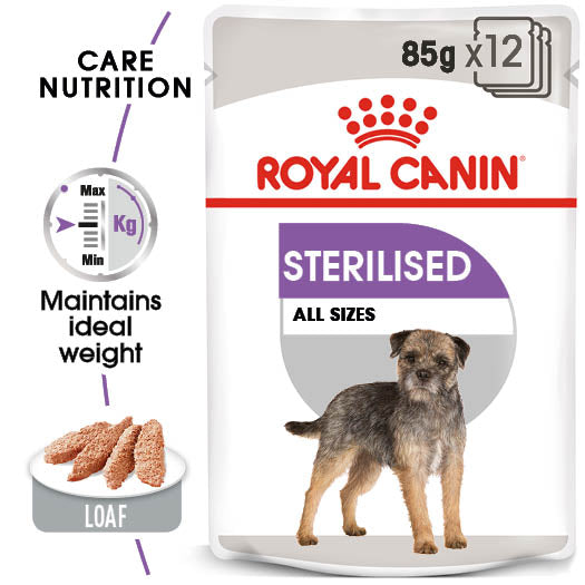 Sterilised Care Wet Pouches Adult Dog Food in Loaf, 85g x 12 Pack