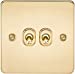 Flat Plate 10AX 2G 2-way toggle switch - polished brass