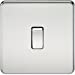 10A 1G 230V Screwless Polished Chrome Intermediate Switch Wall Plate