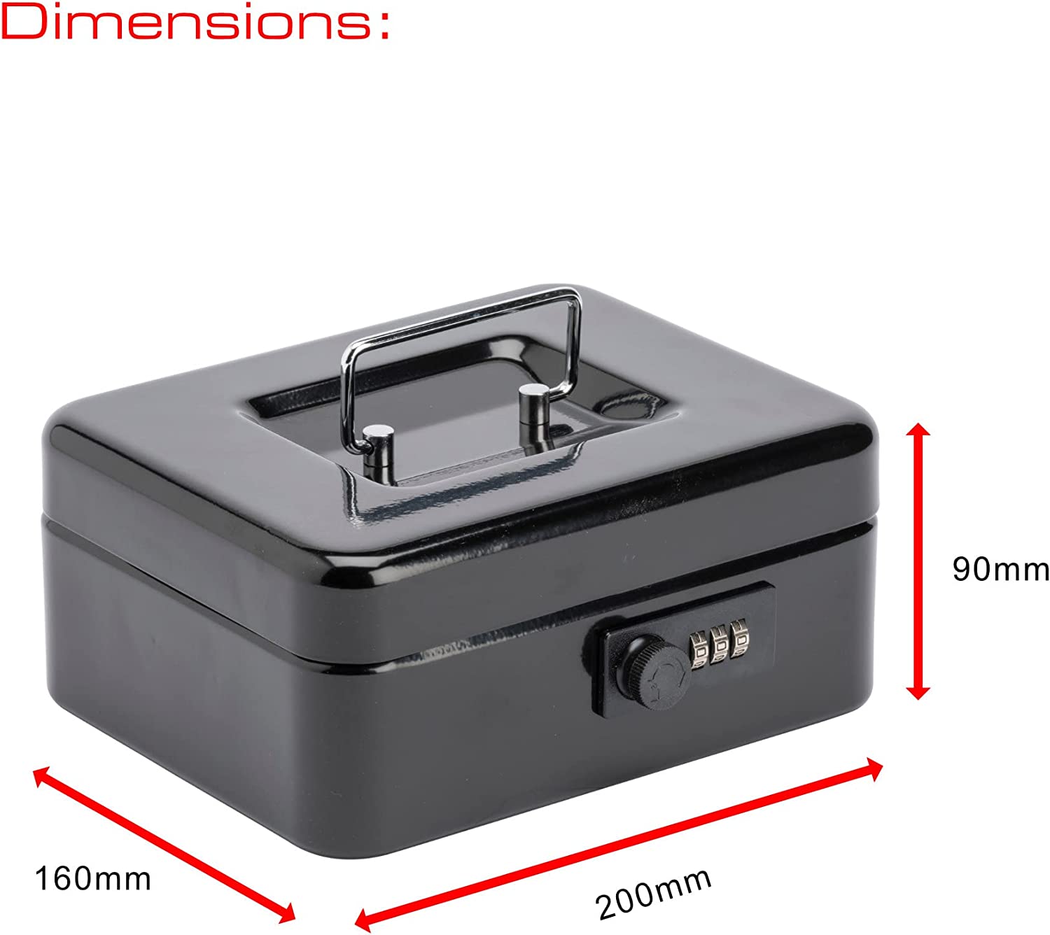 8 Combination Cash Box - Black