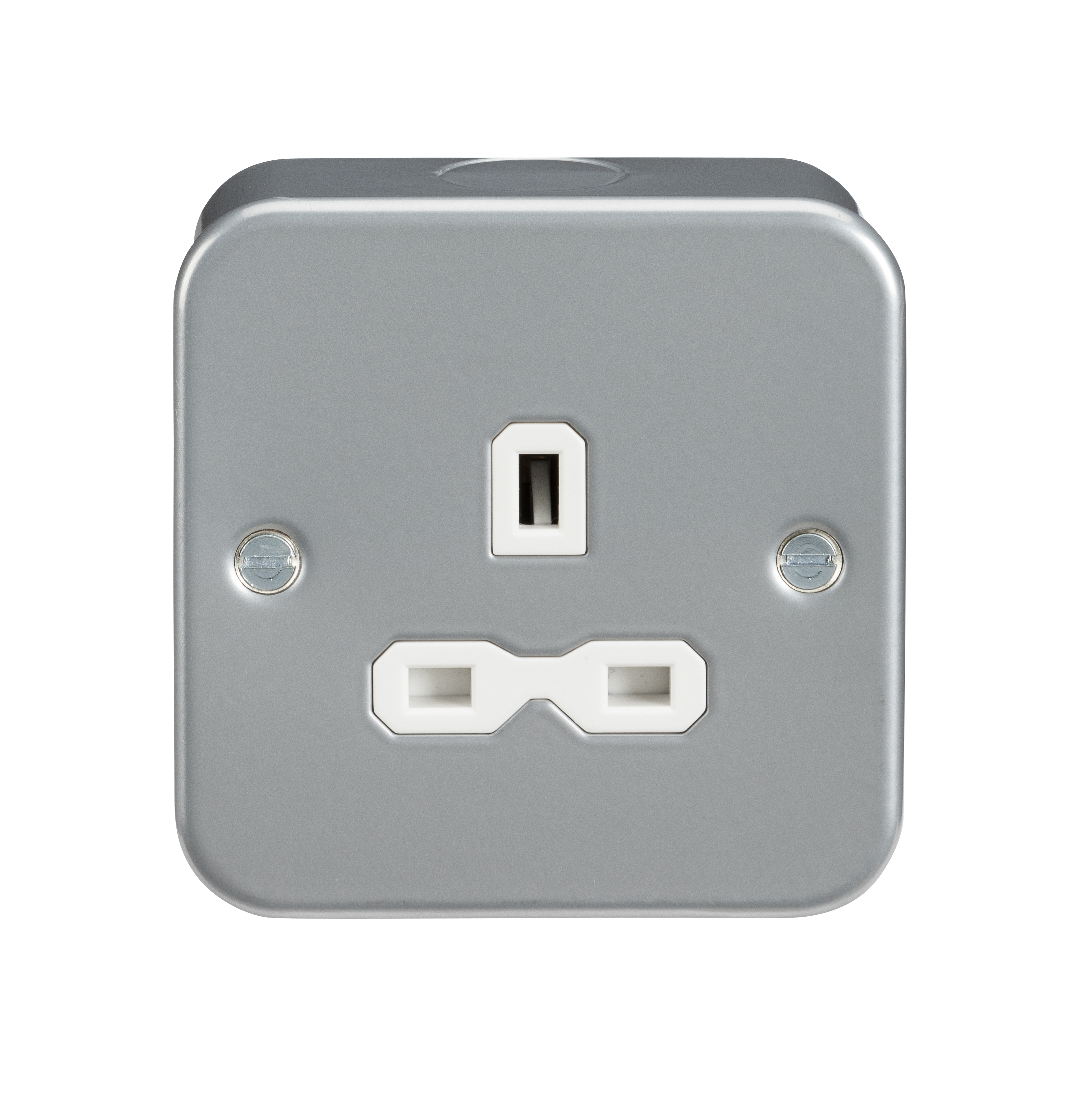 1G DP 13A Metal Clad 230V UK 3 Pin Un-Switched Electric Wall Socket