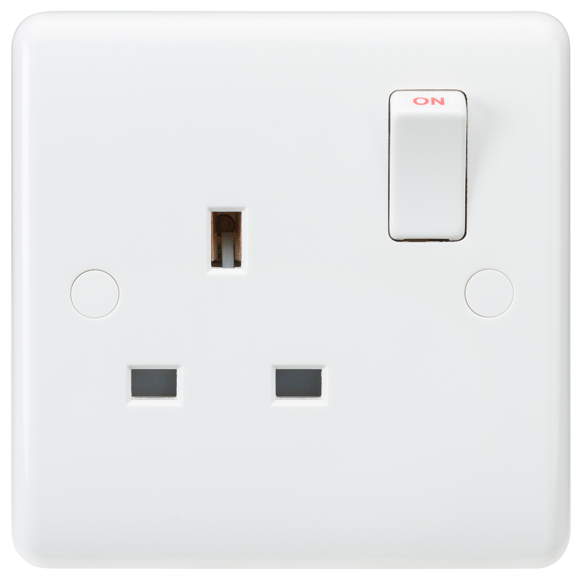 Curved Edge 13A 1G SP Switched Socket